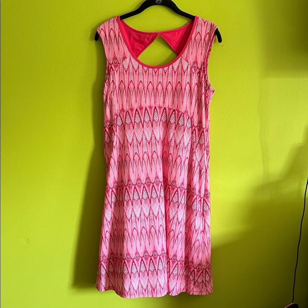 Prana Coral & White Stretch Midi Sleeveless Athletic Dress Size M